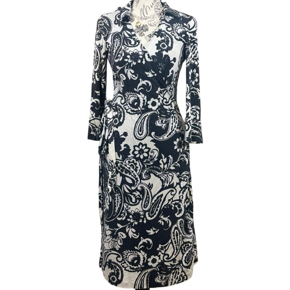 INC 100% Silk Paisley Wrap Dress